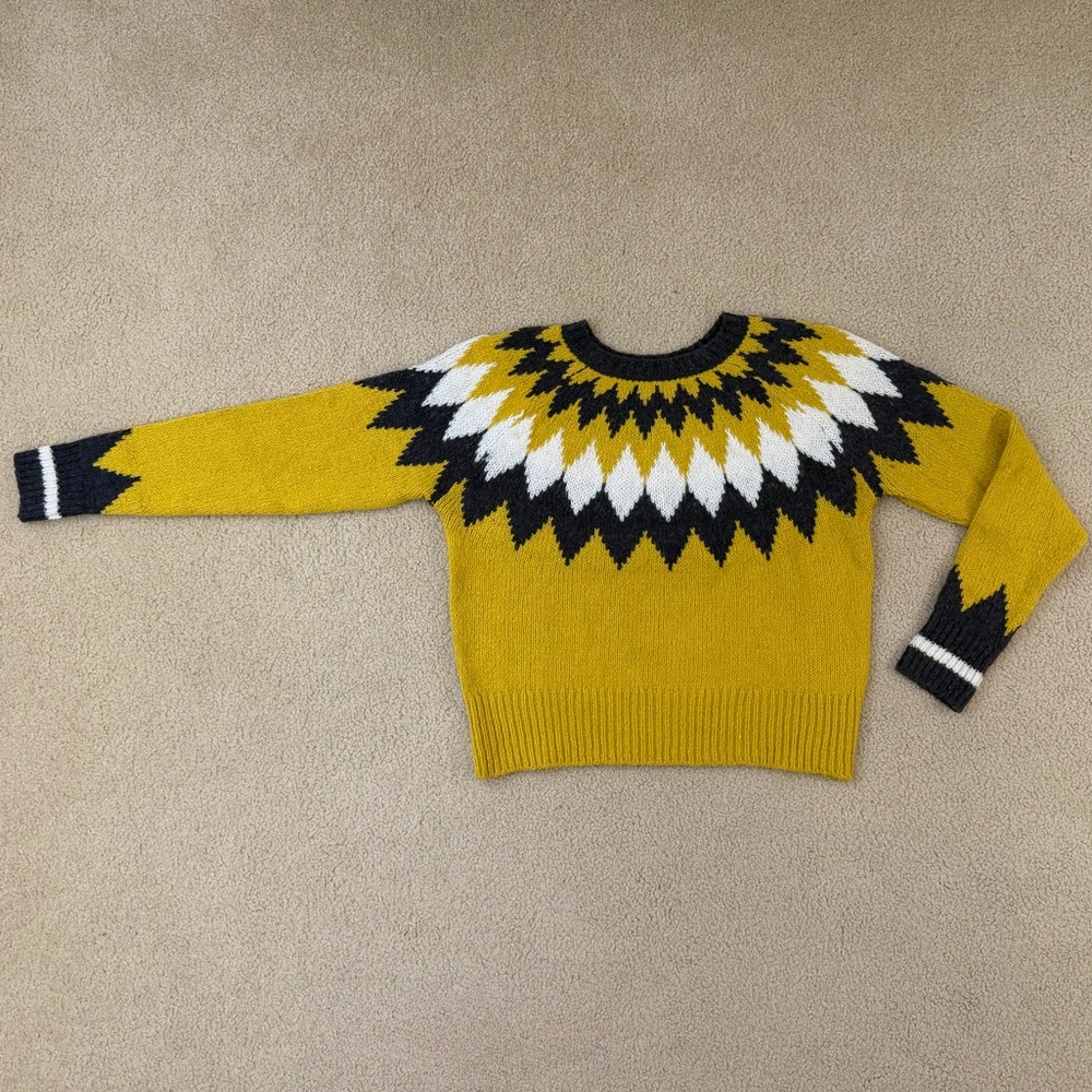 BP Nordstrom Yellow and Gray Fair Isle Knit Sweater